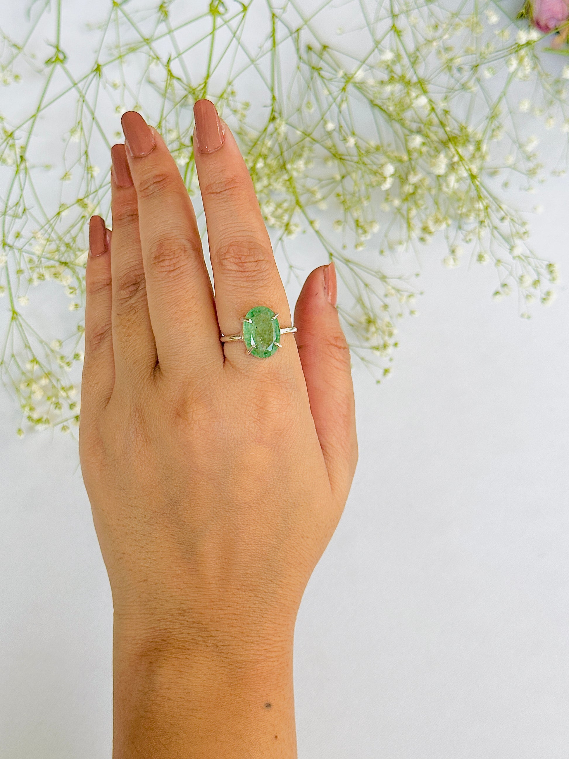 Promotes Wealth Attraction & Money Growth: Green Aventurine Ring - Abhimantrit & Certified