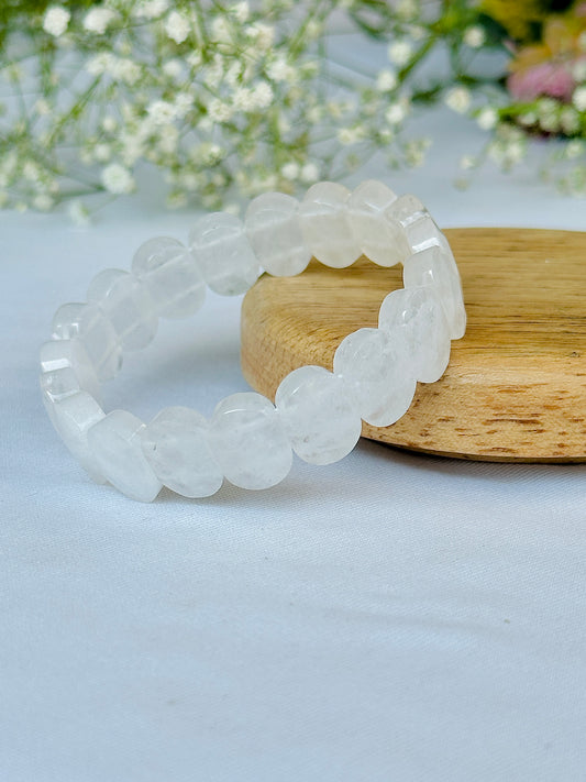 Removes Depression, Anger & Anxiety: Clear Quartz Emerald Cut Bracelet - Abhimantrit & Certified