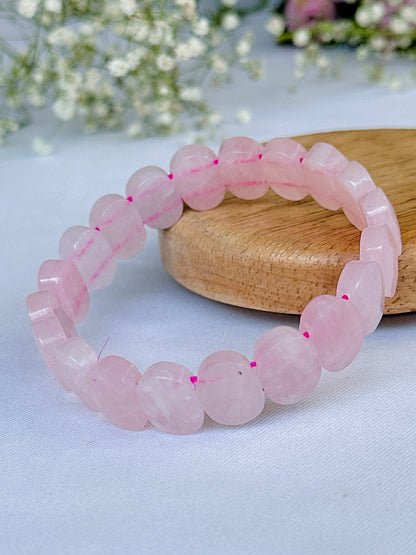 Improve Love, Relationship & Emotional Connection: Rose Quartz Emerald Cut Bracelet - Abhimantrit & Certified