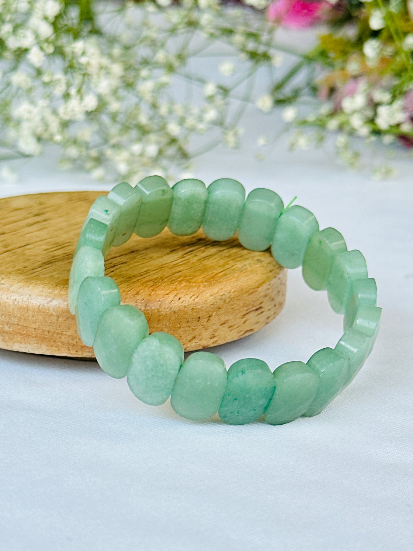 Promotes Wealth Attraction & Money Growth: Green Aventurine Emerald Cut Bracelet - Abhimantrit & Certified