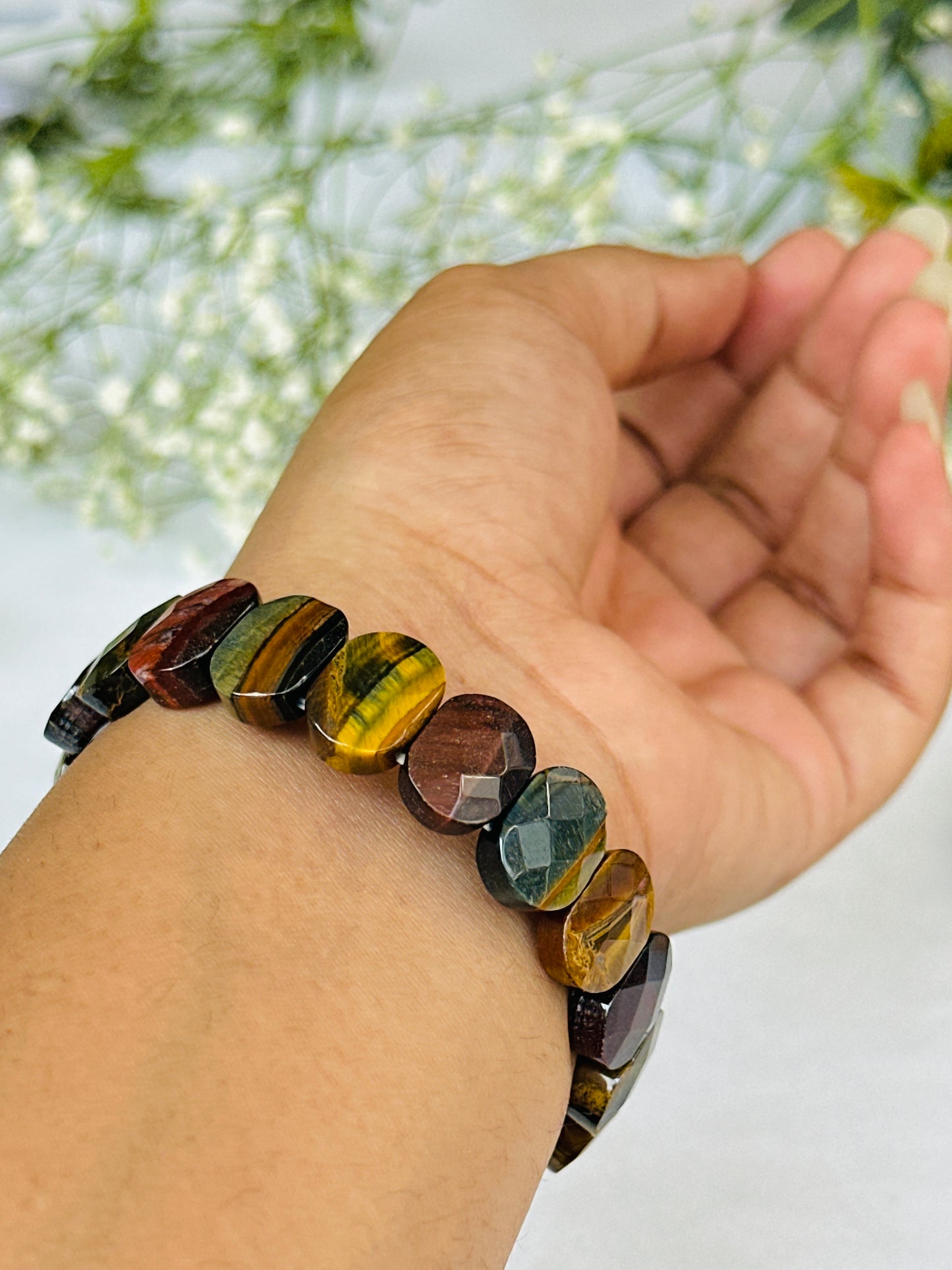 Multi Tiger Eye Emerald Cut Bracelet - Abhimantrit & Certified