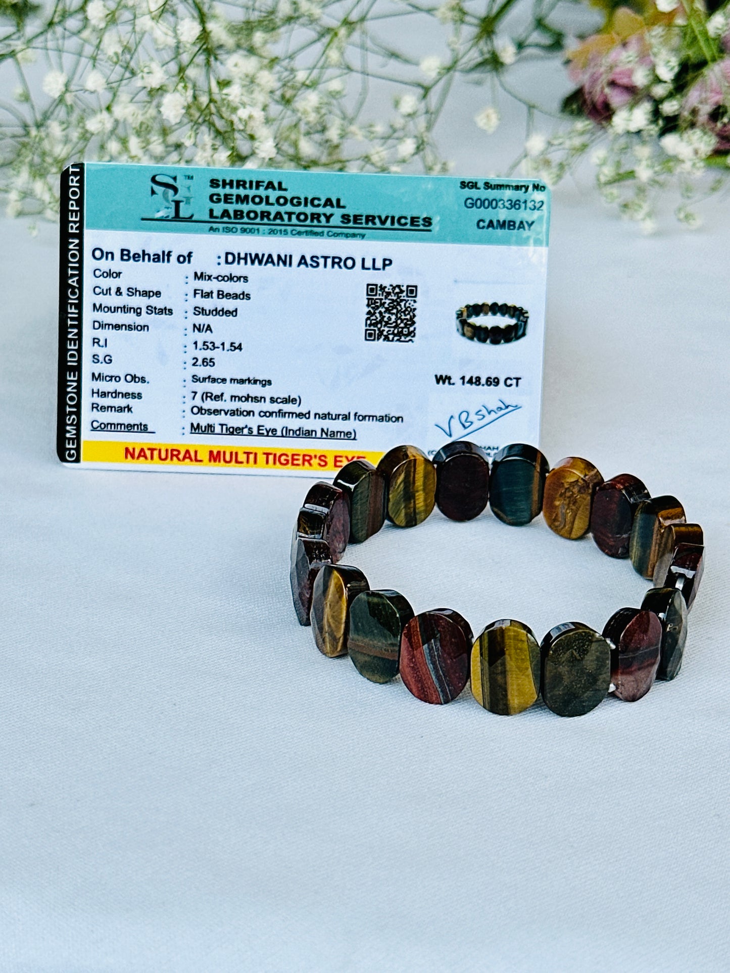 Multi Tiger Eye Emerald Cut Bracelet - Abhimantrit & Certified