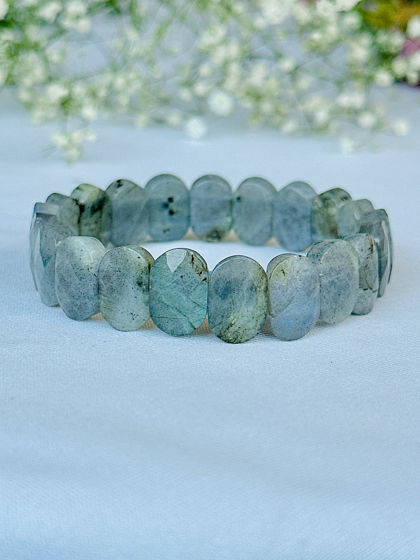 Awaken your inner Power & open you Third Eye Chakra: Labradorite Emerald Cut Bracelet - Abhimantrit & Certified