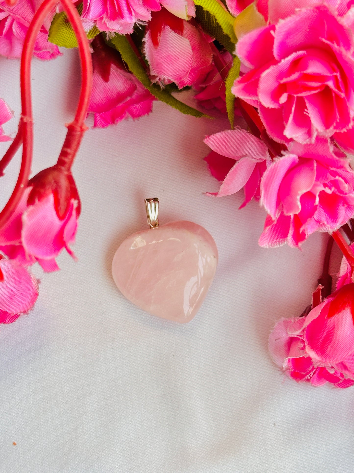 Rose Quartz Heart Pendant - Abhimantrit & Certified