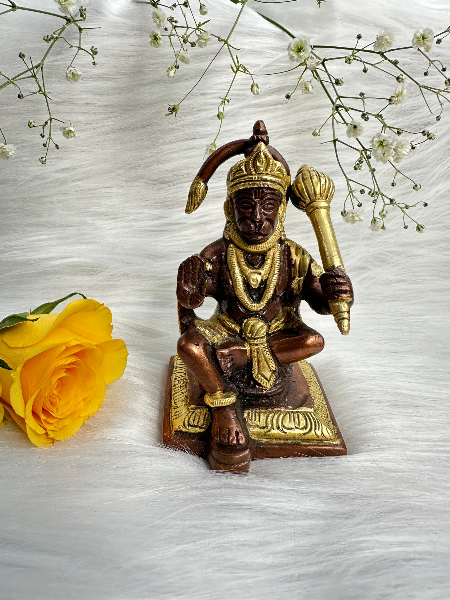 Divine Ram Bhakt Hanuman Idol (11cm) 790gm - Pure Brass Metal