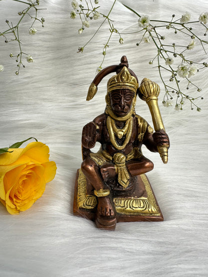 Divine Ram Bhakt Hanuman Idol (11cm) 790gm - Pure Brass Metal