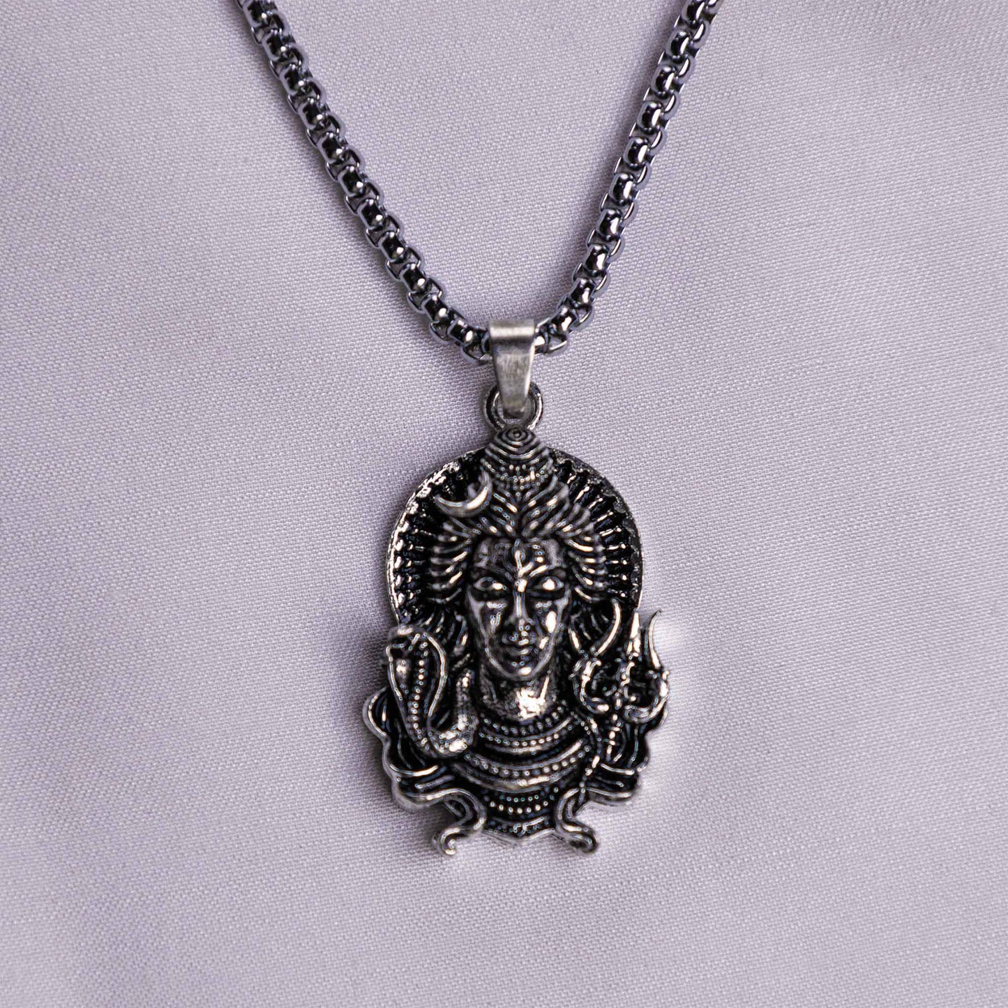 Shiv with Left Snake & Right Trishul Blessing & Protection Pendant - Abhimantrit