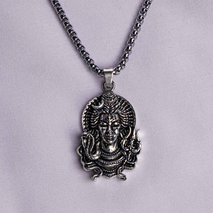 Shiv with Left Snake & Right Trishul Blessing & Protection Pendant - Abhimantrit