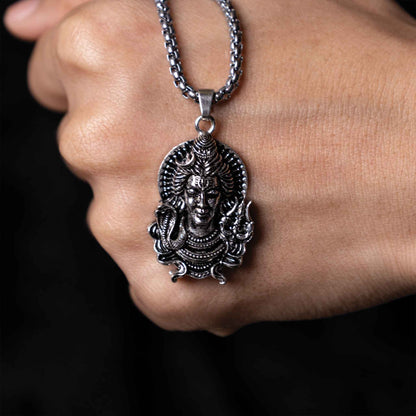 Shiv with Left Snake & Right Trishul Blessing & Protection Pendant - Abhimantrit