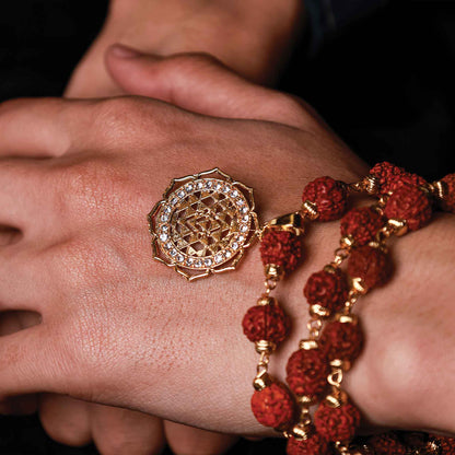 Laxmi Yantra with 5 Mukhi Rudraksha Blessing & Protection Pendant - Abhimantrit