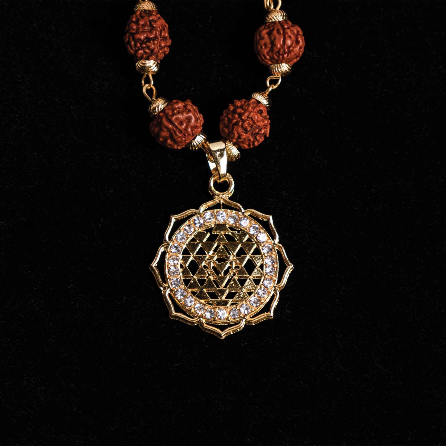 Laxmi Yantra with 5 Mukhi Rudraksha Blessing & Protection Pendant - Abhimantrit