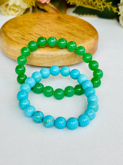 Vyapaar main Din Dugni Raat Chaugni (Green Aventurine & Turquoise Bracelet) - Abhimantrit & Certified