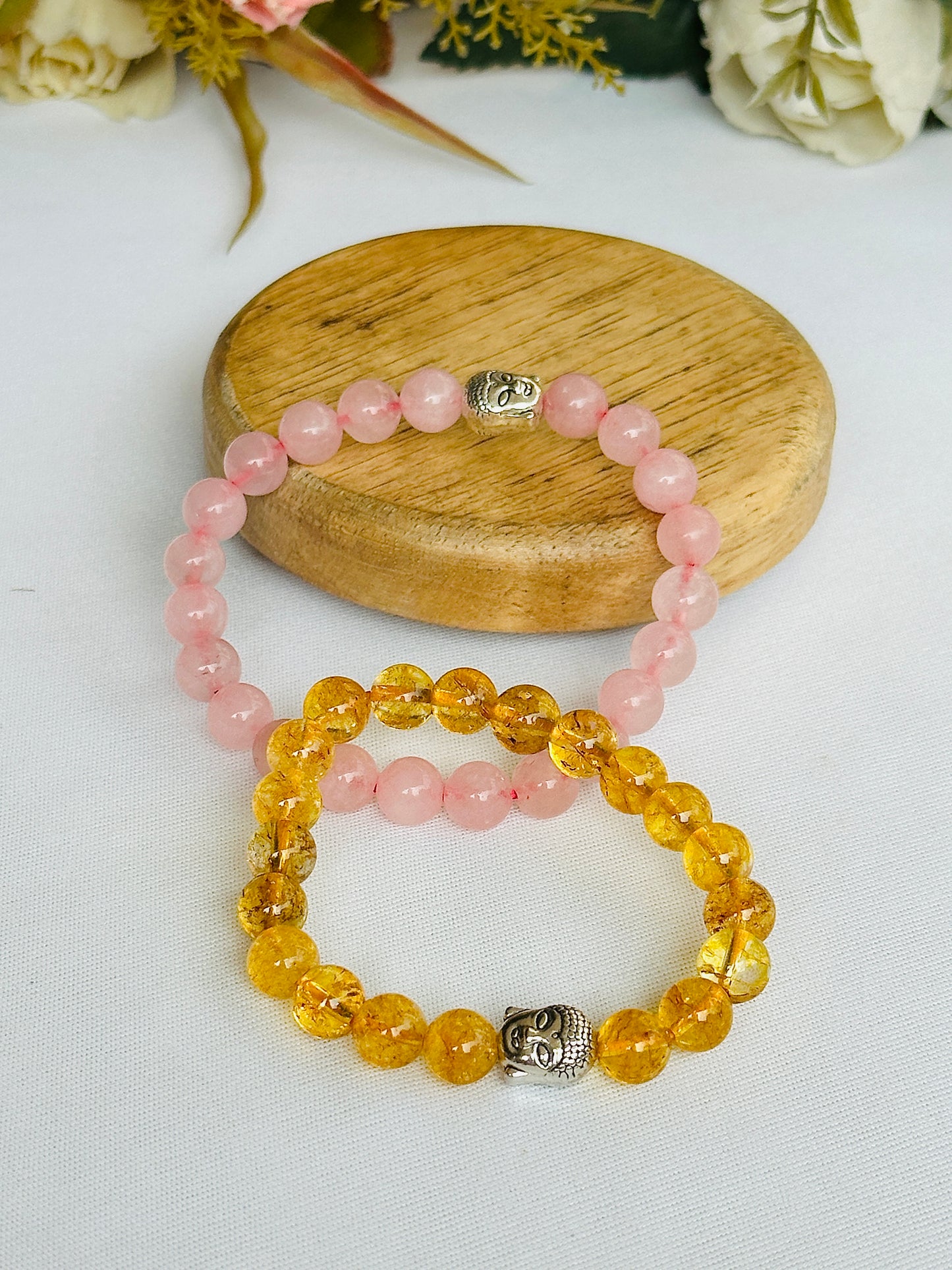 Pyaar Bhi Paisa Bhi (Rose Quartz & Yellow Citrine Bracelet) - Abhimantrit & Certified