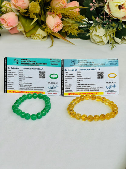 Paisa hi Paisa(Green Aventurine & Yellow Citrine Bracelet) - Abhimantrit & Certified