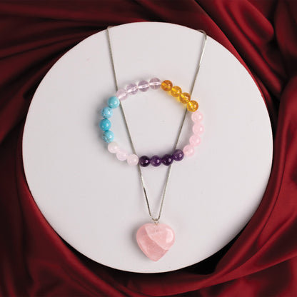 Love Marriage Bracelet & Rose Quartz Pendant Combo - Abhimantrit & Certified