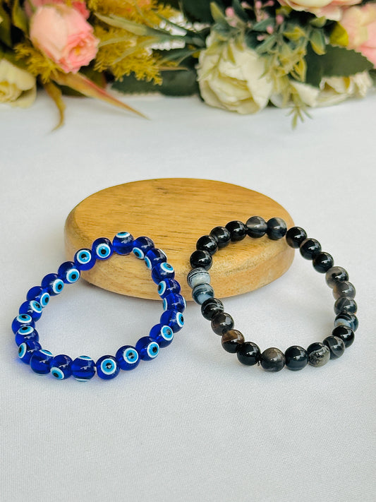 Protection Brahmastra (Evil Eye Bracelet & Black Sulemani Bracelet) - Abhimantrit & Certified