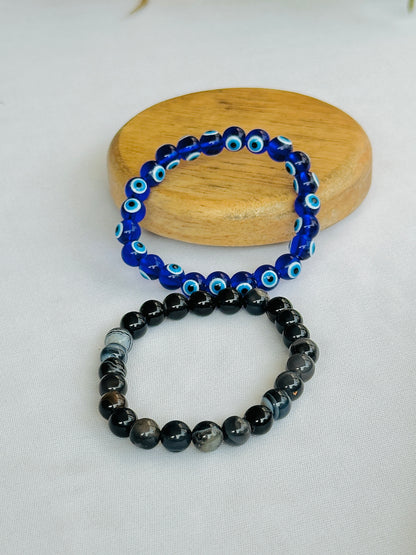 Protection Brahmastra (Evil Eye Bracelet & Black Sulemani Bracelet) - Abhimantrit & Certified