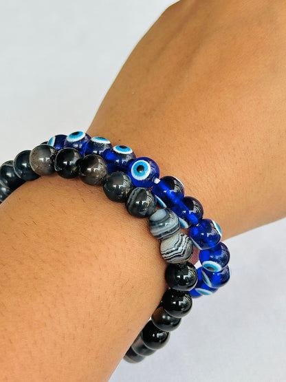 Protection Brahmastra (Evil Eye Bracelet & Black Sulemani Bracelet) - Abhimantrit & Certified