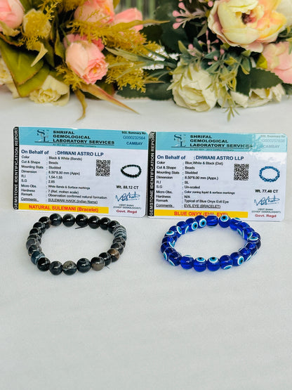 Protection Brahmastra (Evil Eye Bracelet & Black Sulemani Bracelet) - Abhimantrit & Certified