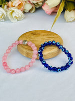 Protect your Relationship: Rose Quartz & Evil Eye Bracelet