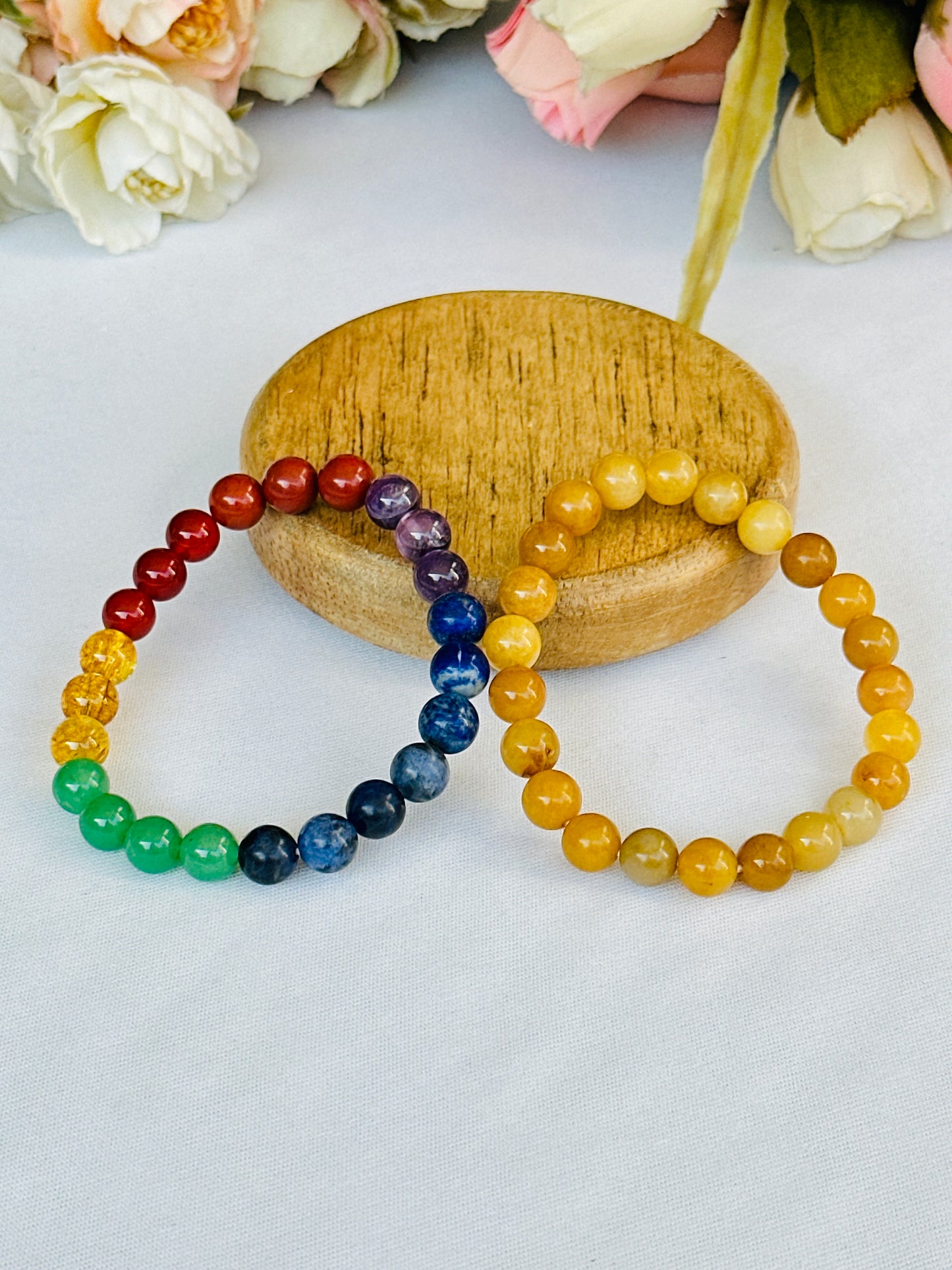 Wish Fulfilment Bracelet(Yellow Aventurine & Seven Chakra Bracelet) - Abhimantrit & Certified