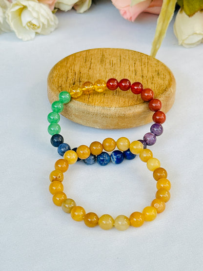 Wish Fulfilment Bracelet(Yellow Aventurine & Seven Chakra Bracelet) - Abhimantrit & Certified