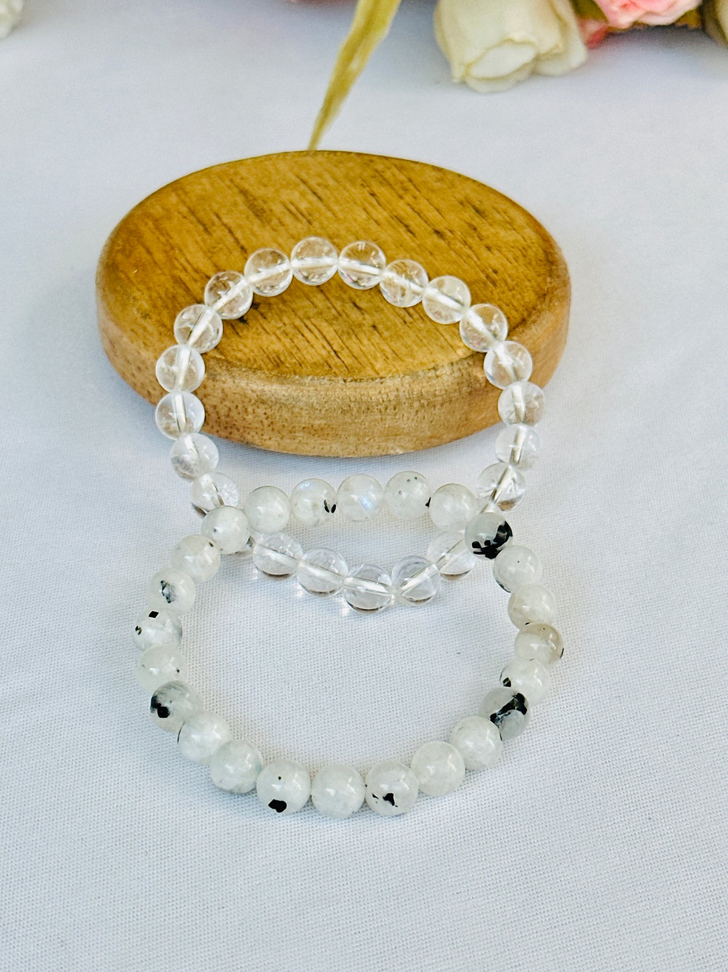 Cool Like Moon (Moonstone & Clear Quartz Bracelet) - Abhimantrit & Certified