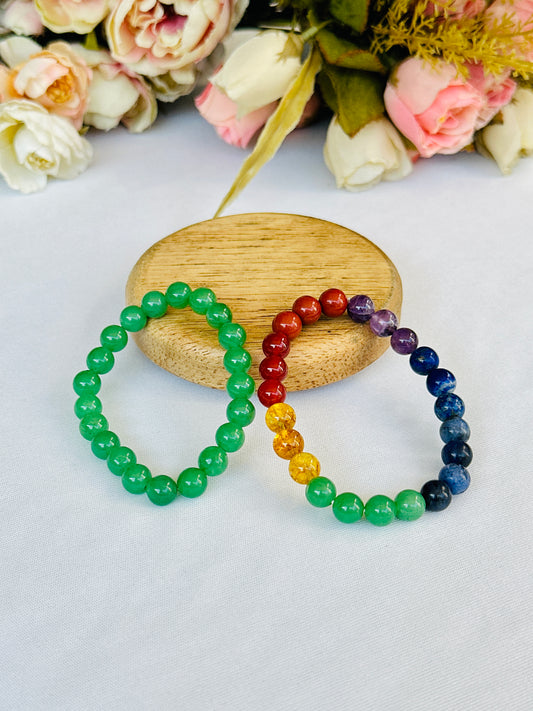 Obstacle Removal (Green Aventurine & Seven Chakra Bracelet) - Abhimantrit & Certified