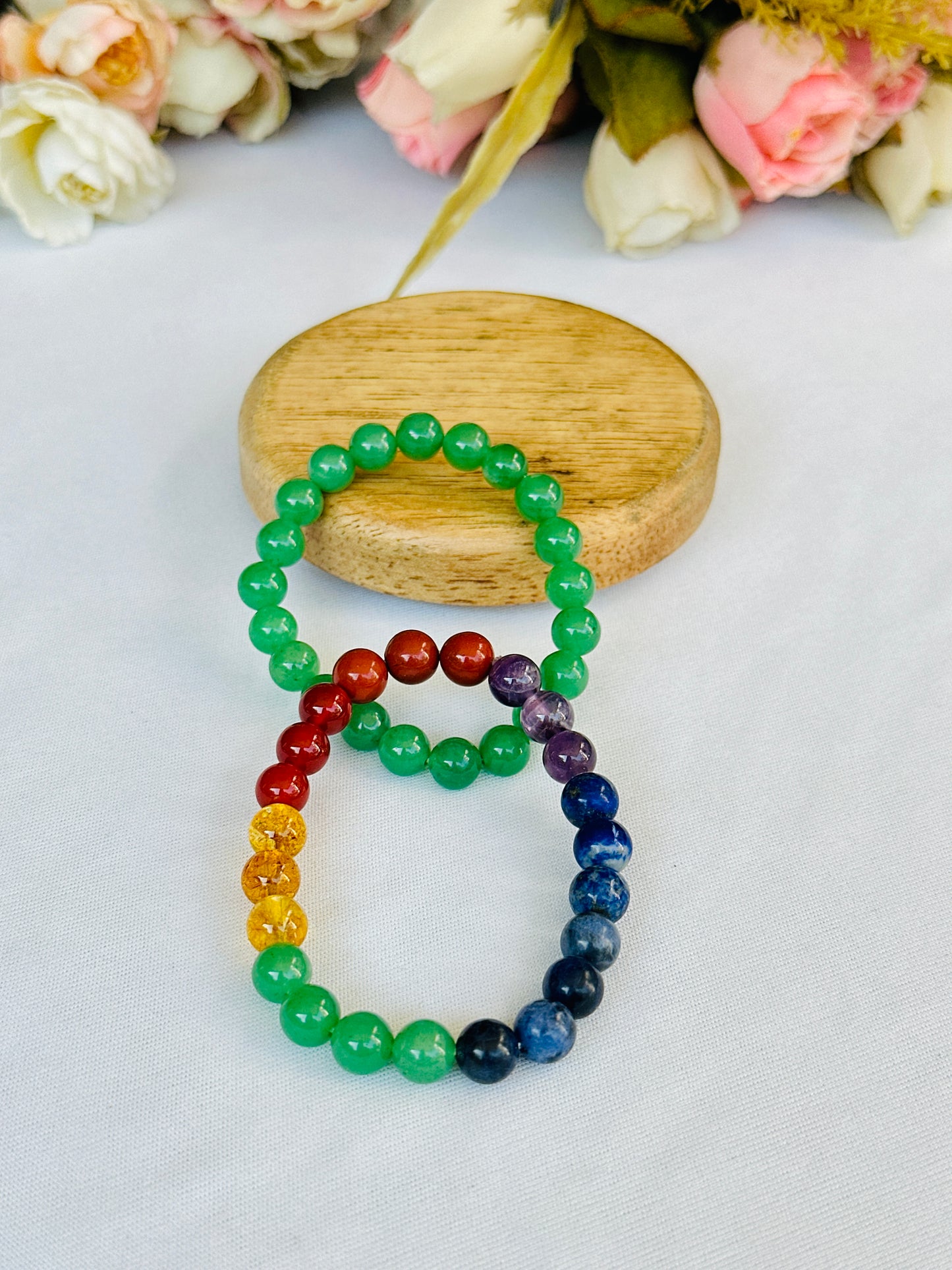 Obstacle Removal (Green Aventurine & Seven Chakra Bracelet) - Abhimantrit & Certified