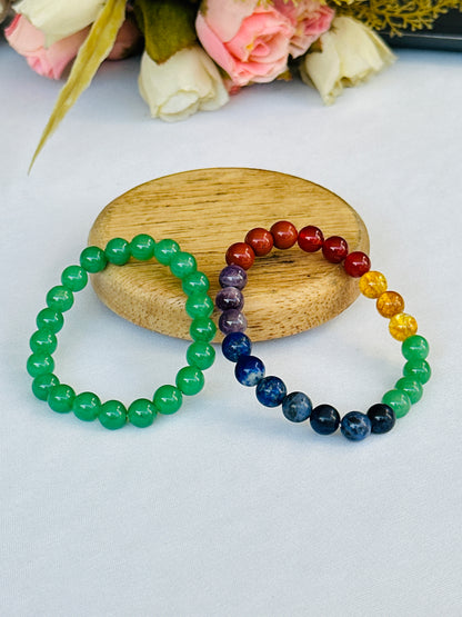 Obstacle Removal (Green Aventurine & Seven Chakra Bracelet) - Abhimantrit & Certified