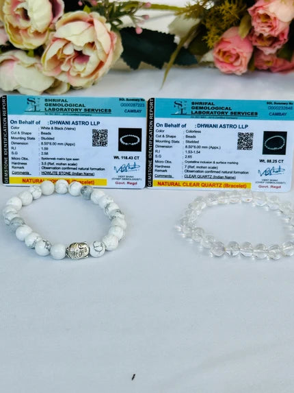 Cool Like Moon: Moonstone & Clear Quartz Bracelet - Abhimantrit & Certified