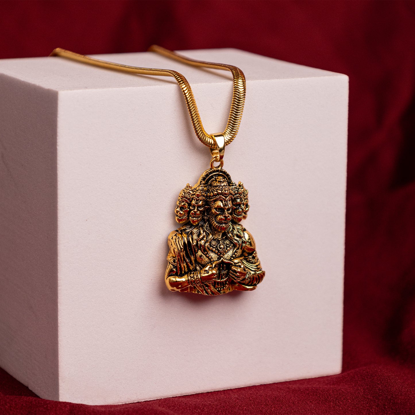 Gold Panchmukhi Hanuman Ji with Sita Ram Blessing & Protection Pendant - Abhimantrit