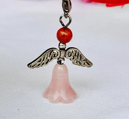 Rose Quartz Angel Crystal Pendant - Abhimantrit & Certified