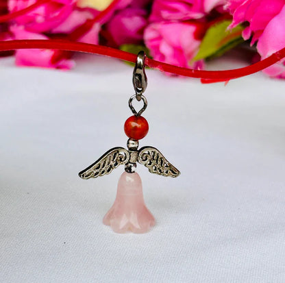 Rose Quartz Angel Crystal Pendant - Abhimantrit & Certified