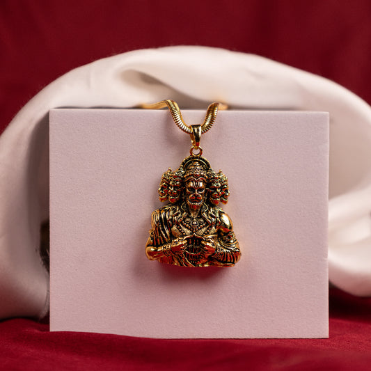 Gold Panchmukhi Hanuman Ji with Sita Ram Blessing & Protection Pendant - Abhimantrit