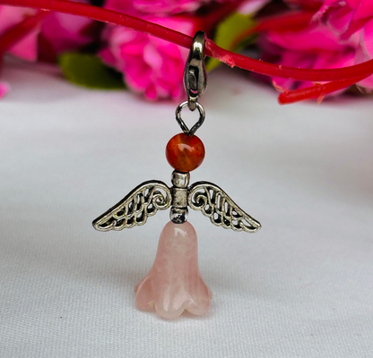 Rose Quartz Angel Crystal Pendant - Abhimantrit & Certified