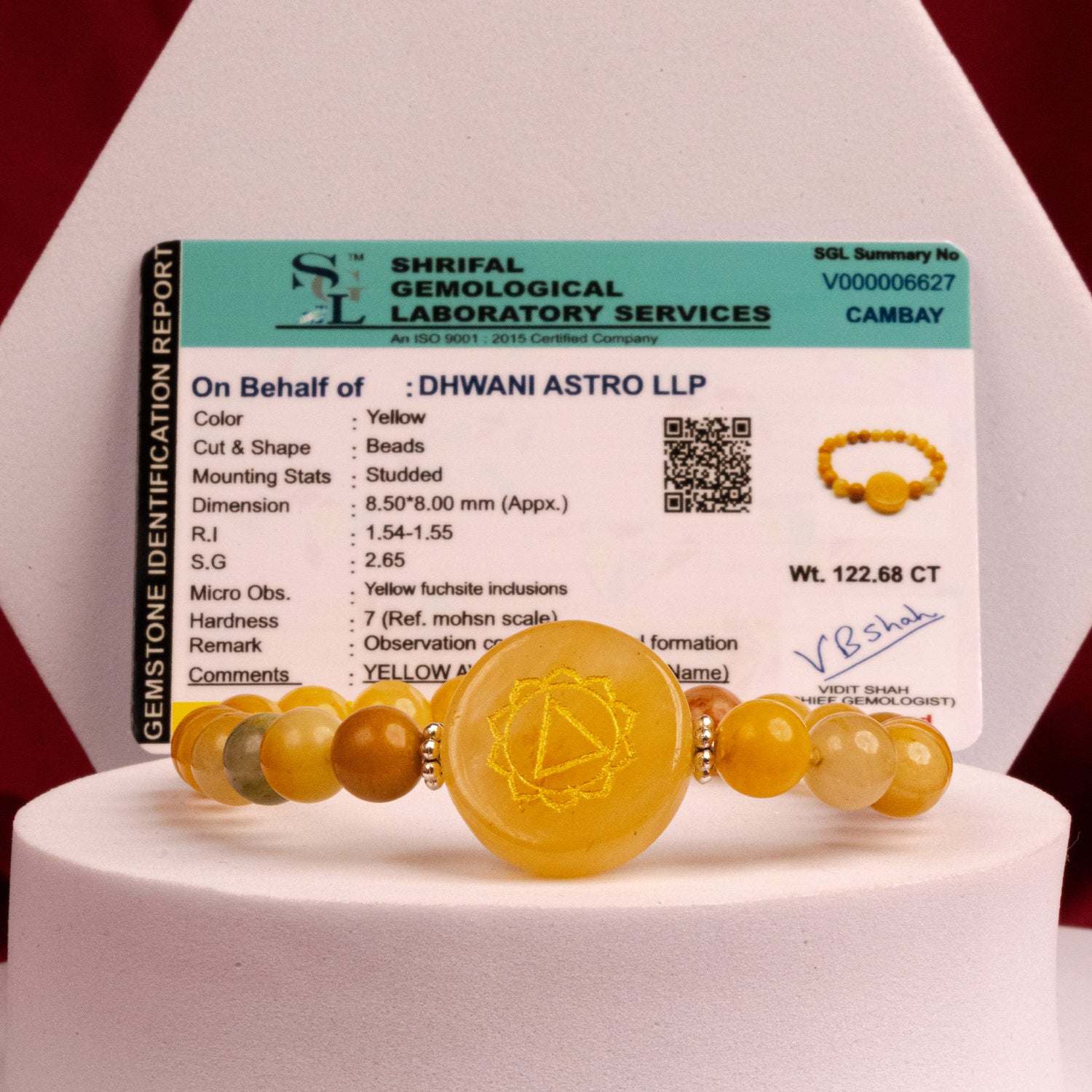 Yellow Aventurine with Solar Plexus Chakra Bracelet - Abhimantrit & Certified