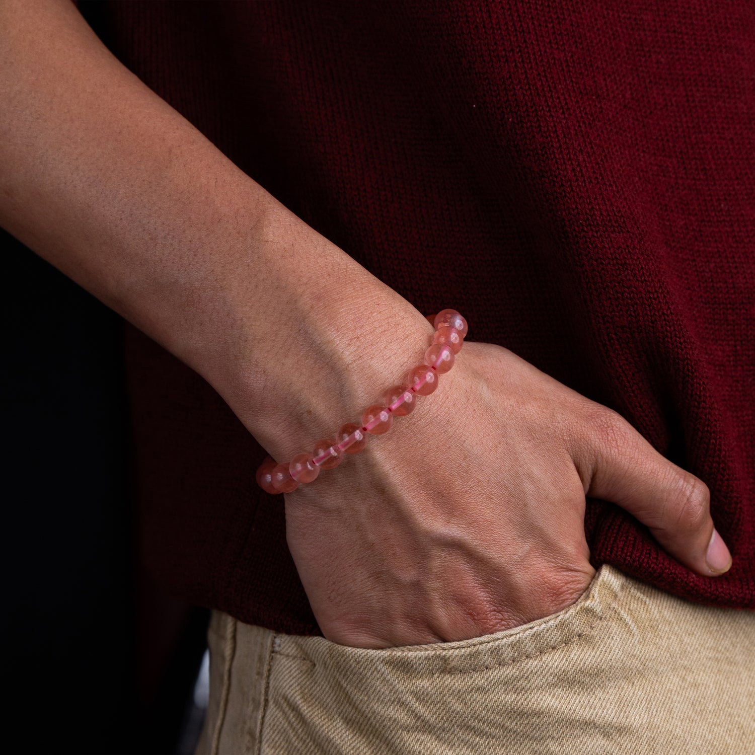 Cherry Quartz Crystal Bracelet - Abhimantrit & Certified