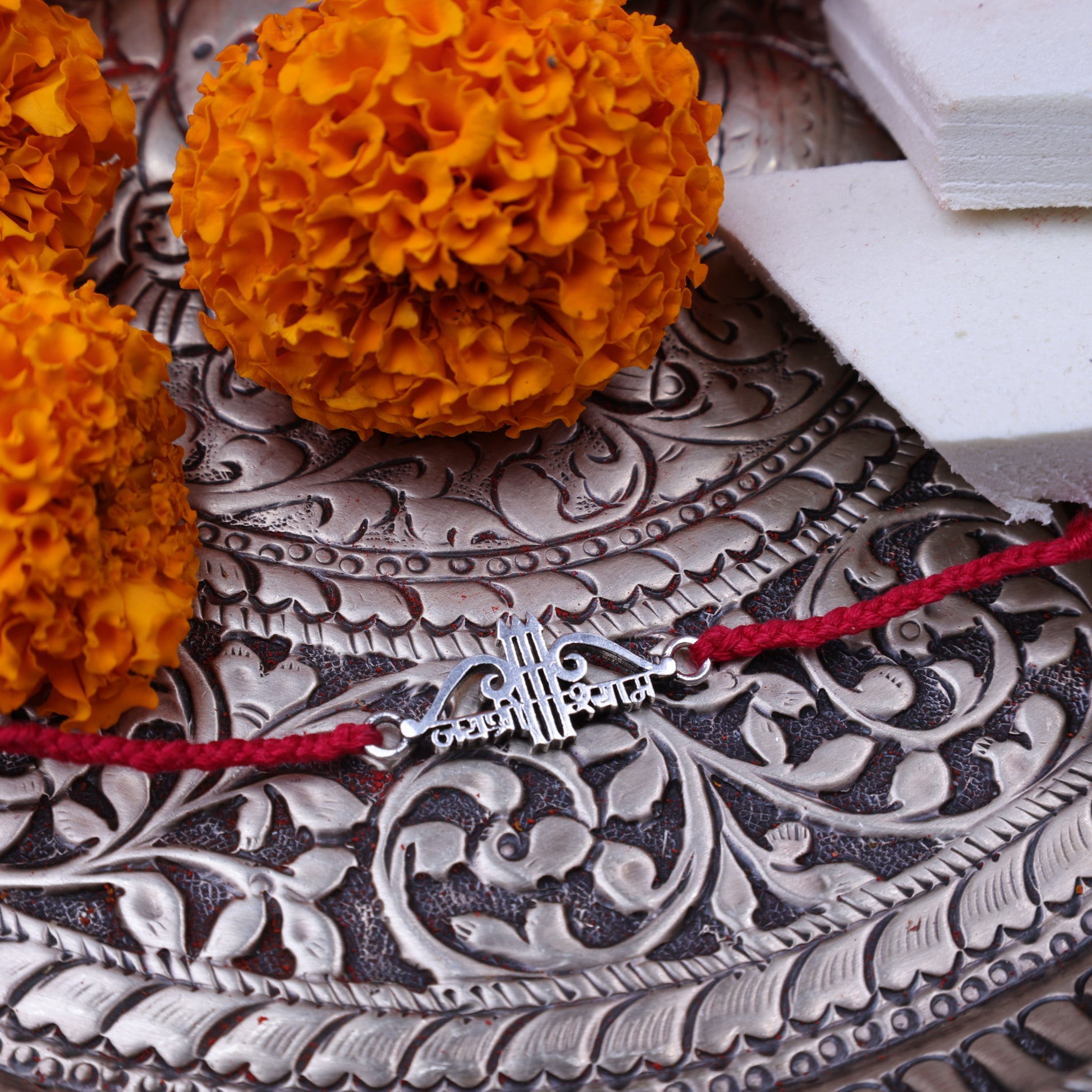 925 Pure Silver Jai Shree Shyam Rakhi for Protection, Prosperity & Divine Blessings