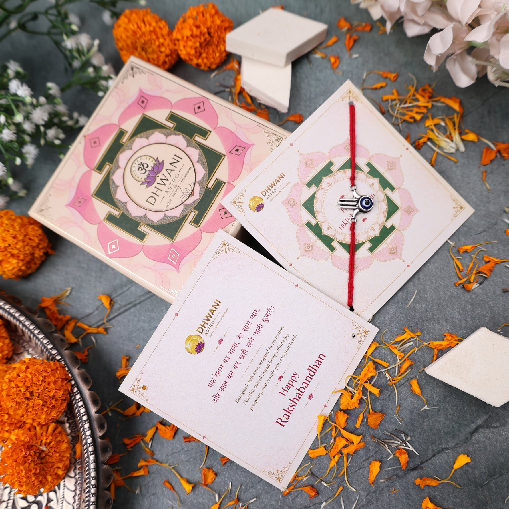925 Pure Silver Hamsa Rakhi for Evil Eye Protection