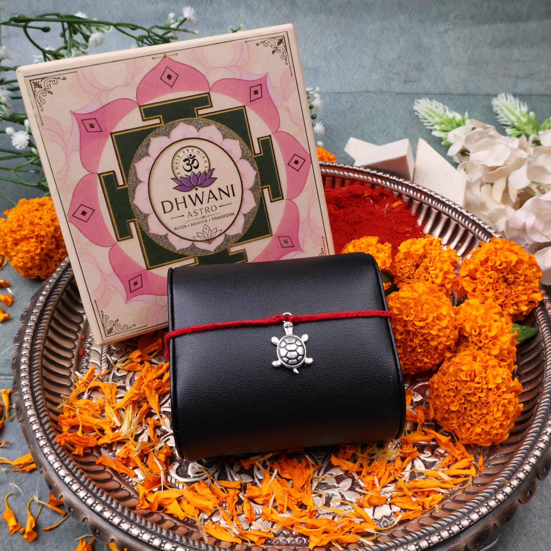 925 Pure Silver Turtle Thread Rakhi for Stability & Prosperity