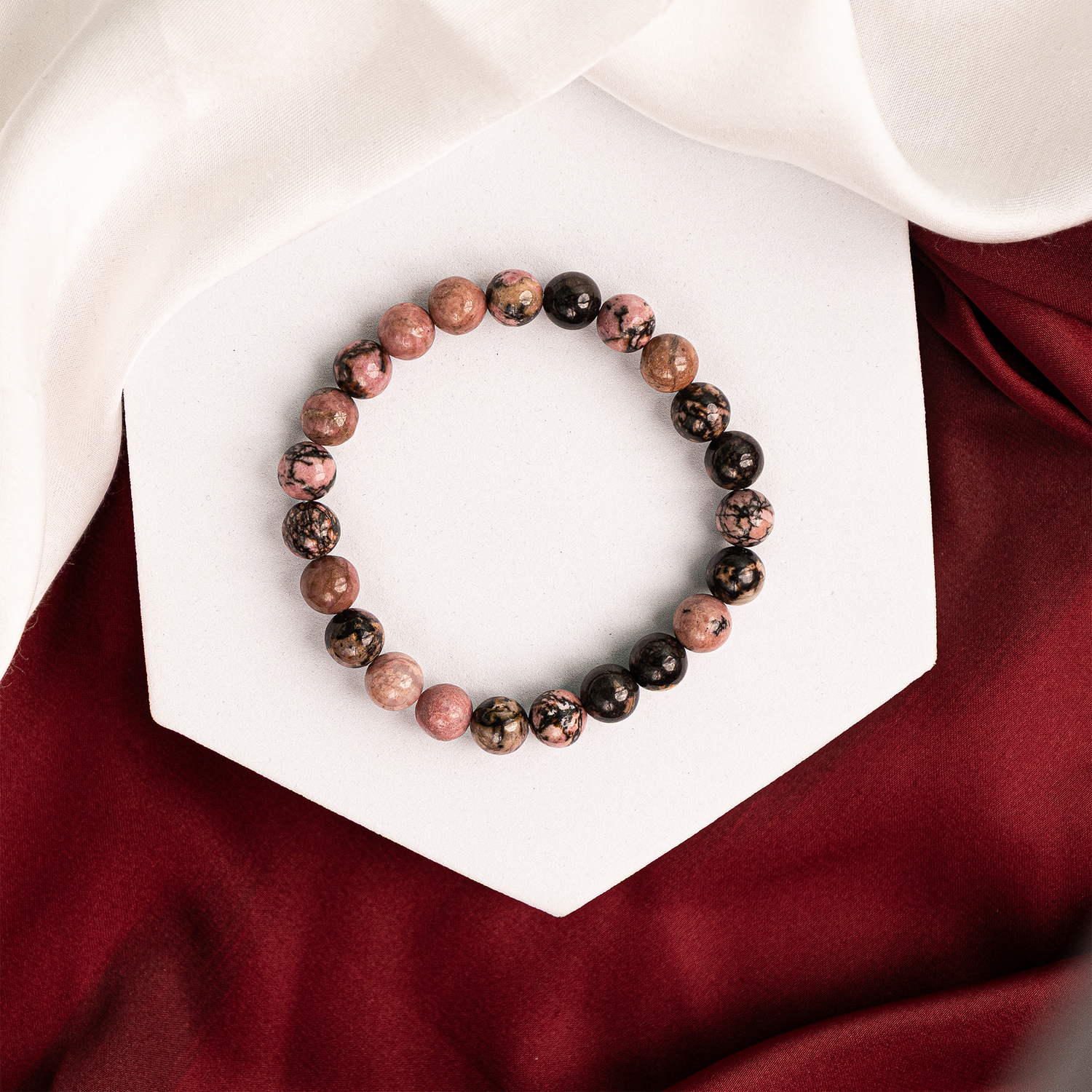Rhodonite Stone Bracelet - Abhimantrit & Certified