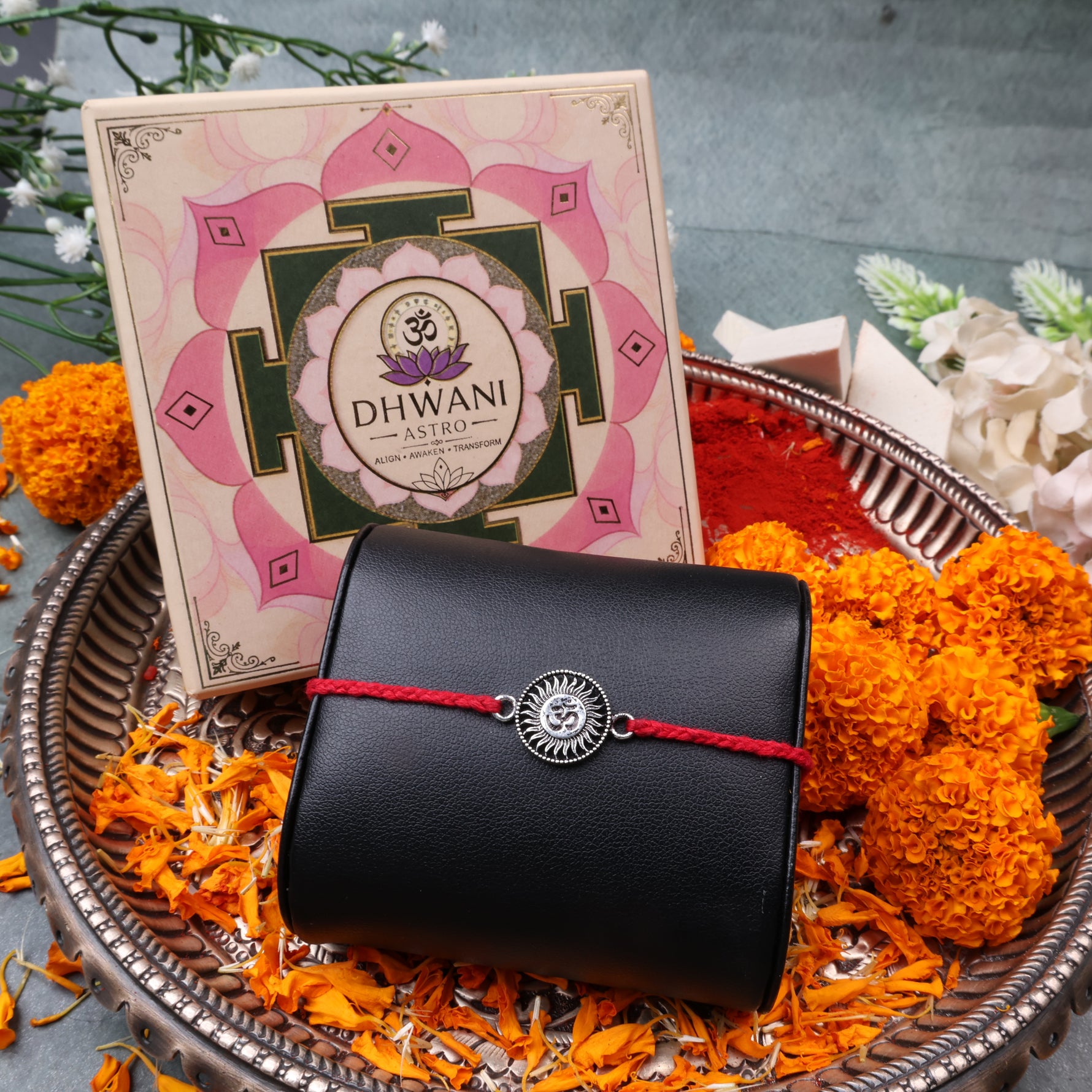 925 Pure Silver Round Om Rakhi for Peace & Protection
