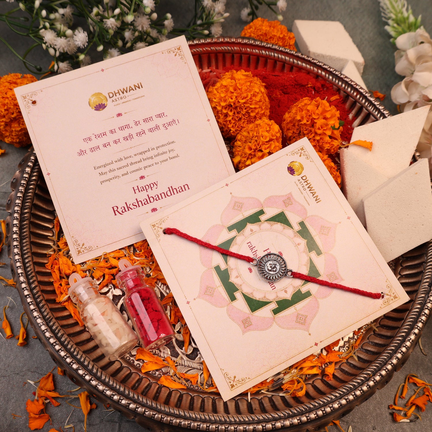 925 Pure Silver Round Om Rakhi for Peace & Protection