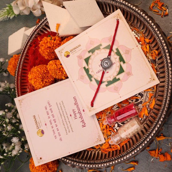 925 Pure Silver Round Om Rakhi for Peace & Protection