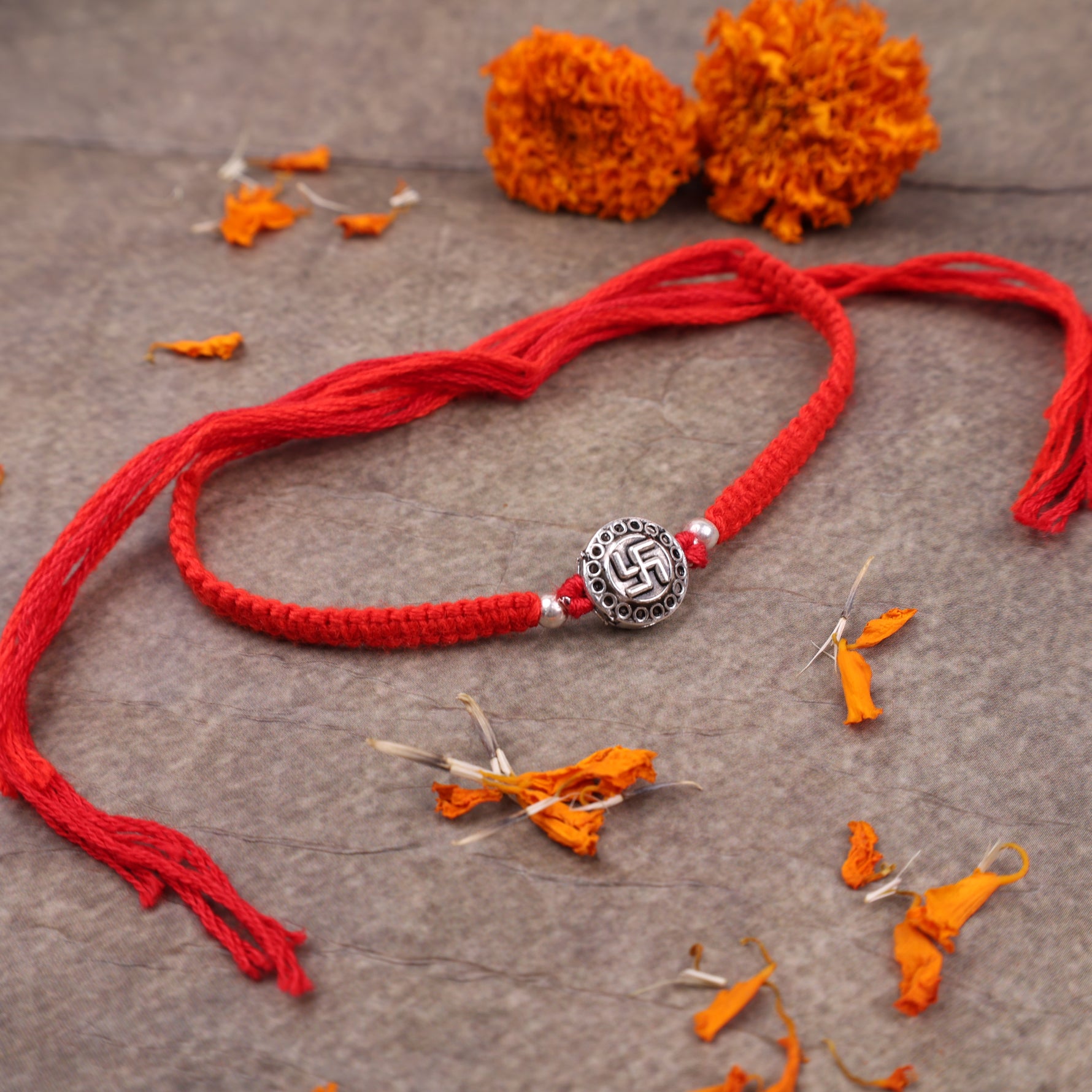925 Sterling Silver Swastik Rakhi | Adjustable Raksha Bandhan Rakhi for Brother