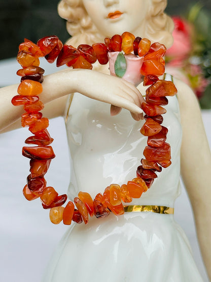 Purifies Blood, Lungs, Liver and Heart: Carnelian Uncut Bracelet - Abhimantrit & Certified