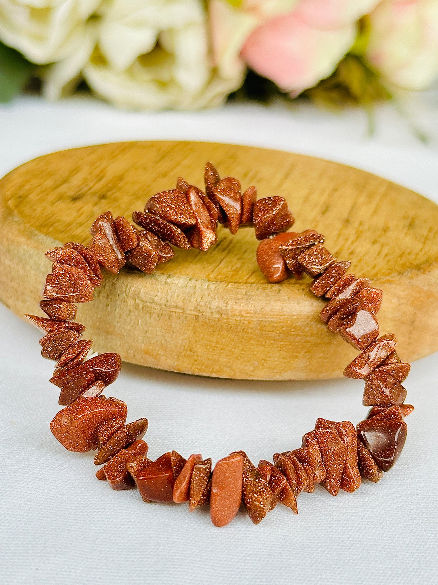 Red Gold Uncut Crystal Bracelet - Abhimantrit & Certified