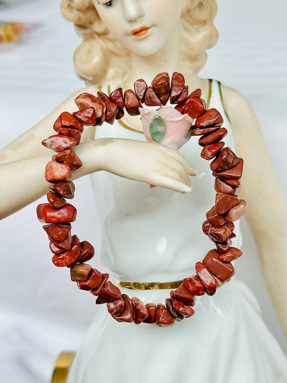 Increase Focus and Strength: Red Jasper Uncut Bracelet - Abhimantrit & Certified