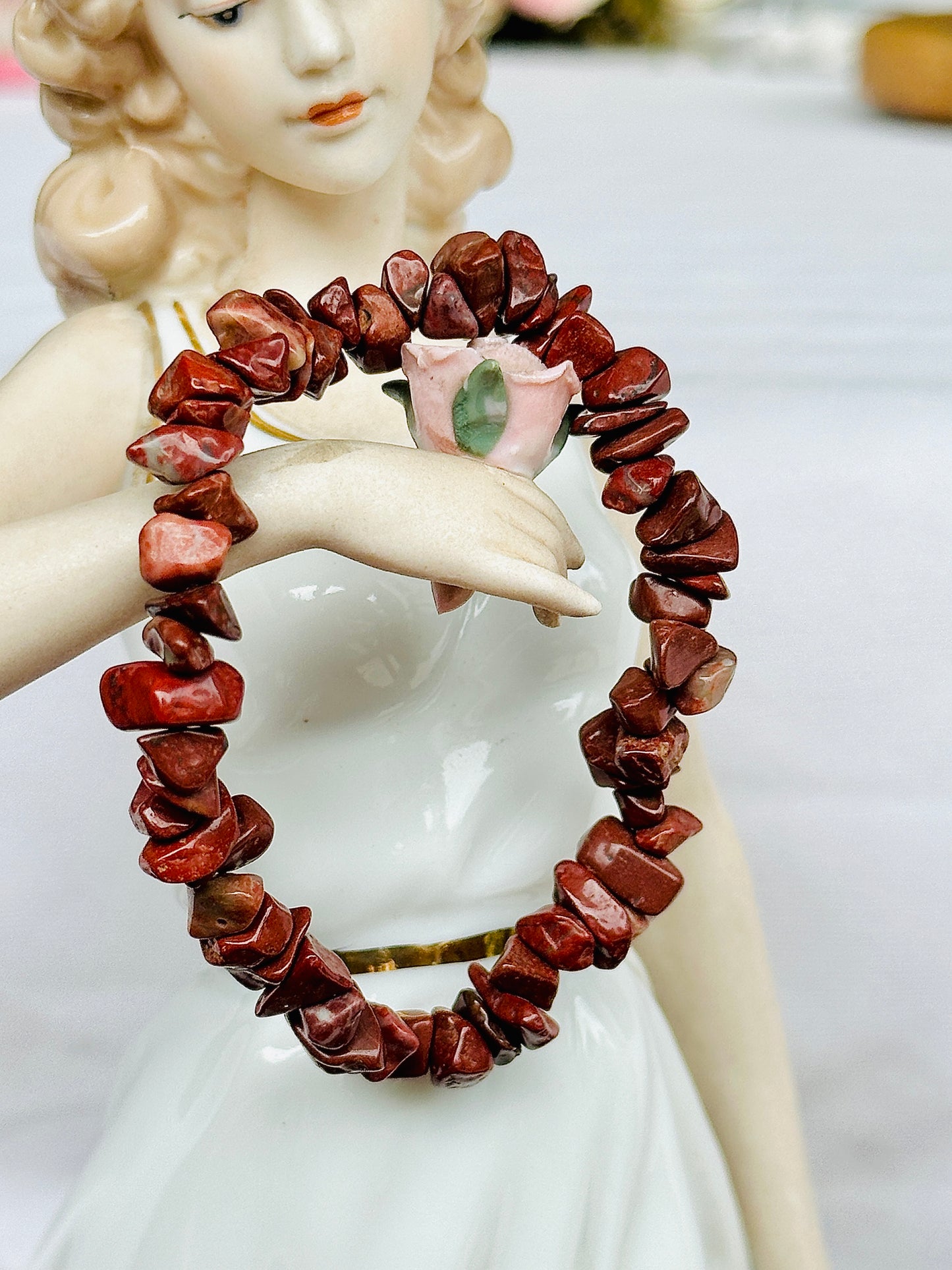 Increase Focus and Strength: Red Jasper Uncut Bracelet - Abhimantrit & Certified